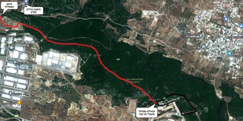 מפת שביל הר סנה ופארק הסלעים בכיסרא