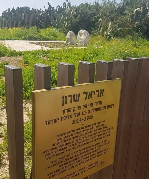 גבעת הכלניות – קבר אריאל ולילי שרון מול חוות השקמים